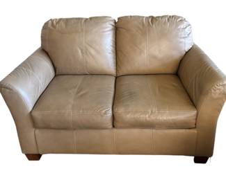 Tan Leather Loveseat 