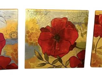 Red Floral Canvas Art Prints 