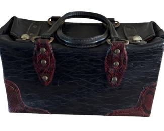 Black Brown Leather Dr. Bag 