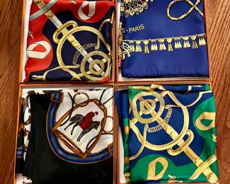 Hermes scarves in boxes