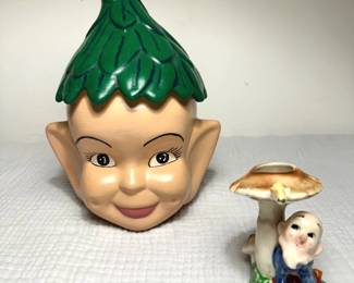 Vintage Pixie Jar & Gnome Vase