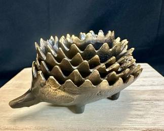 Vintage Brass Hedgehog Nesting Ashtrays