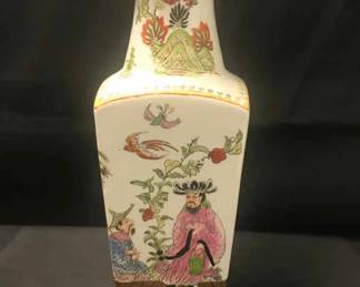 Japanese Hand Painted Square Vase
