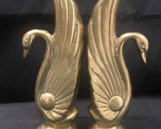 Solid Brass Swan Bookends
