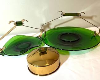 MCM Emerald Green Service Platters