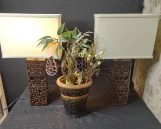 Matching Lamps and Faux Flowers