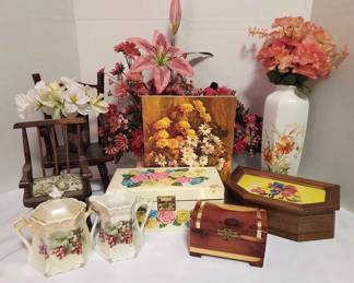 Vintage Jewelry Boxes, Small Wood Rocking Chairs, More