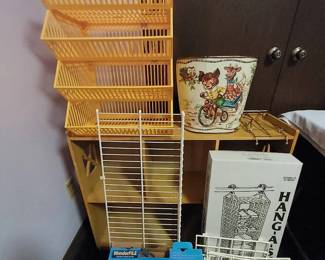 Vintage Bookshelf, Metal Trash Can, Organizers, More
