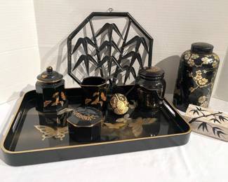 Decoratice Asian Urn, Trinket Box, Tray, And More