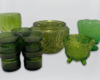 Vintage Green Glassware
