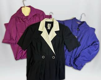 Three Vintage Collared Dresses in Purples Black Cynthia Howie More Brands