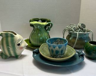 Artful Green Blue Pottery
