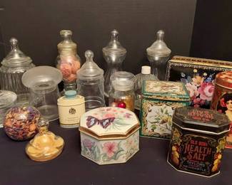 Vintage Apothecary Glass Jars Tins