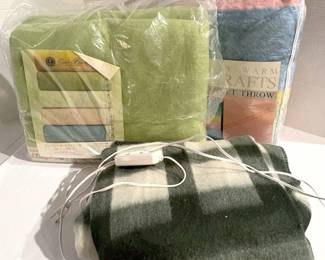 Three Vintage Blankets, One Heated