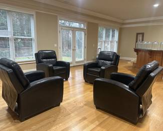 Black leather theater seating