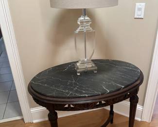 Antique marble top oval table