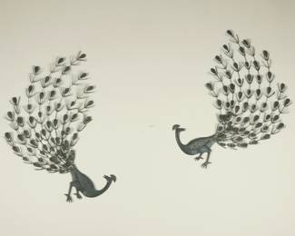 Pair of Large Metal Peacock Wall Decor | View detailed pictures and descriptions on placerauctions.com