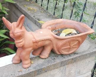 Terracotta Donkey Planter | View detailed pictures and descriptions on placerauctions.com