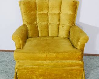Tufted Yellow Swivel Rocking Chair | View detailed pictures and descriptions on placerauctions.com