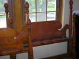 2 carved pinecone topped twin size headboards and footboards