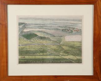 Johannes Kip 18th century color engraving Map of Nottinghamshire, England 1/2