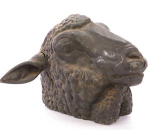 Antique pressed tin Sheep's head Trad Sign