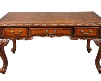 Chippendale style burled wood desk