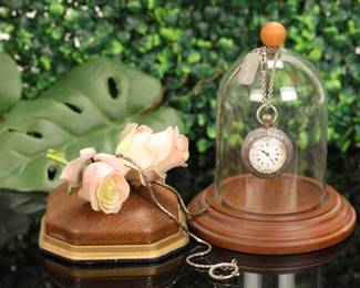 Antique Sterling silver pocket watch with sterling watch fob