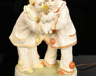 Goldscheider porcelain Pierrot lamp 1920's- signed LaVergne