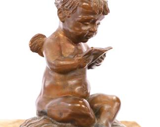 J. Lambert bronze cupid sculpture