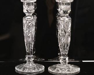 Antique cut crystal candlesticks