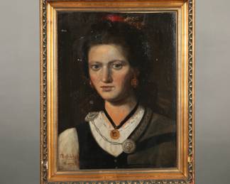 Prepe Liezau oil/canvas French portrait of a Breton girl