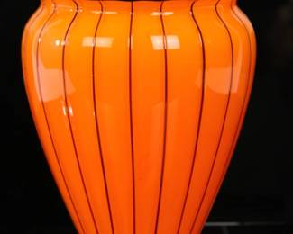 large Art Deco Loetz striped glass vase
