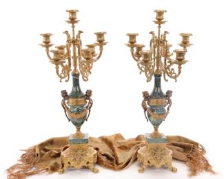 Louis XV marble & ormolu candelabras