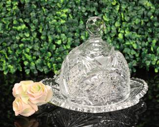 Antique Cut glass covered butter dish
