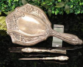 Art Nouveau Sterling silver Vanity set