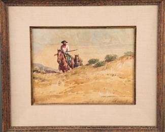 Lloyd Harting watercolor & gouache cowboy painting