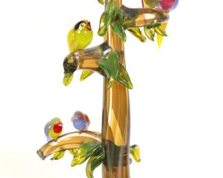 30" Pino Signoretto Glass sculpture bird on tree