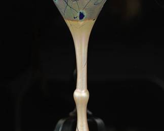 Floriform favrile peacock glass vase