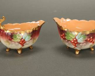 Painted porcelain creamer & sugar