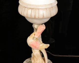 Art Deco Alabaster lamp with parrot