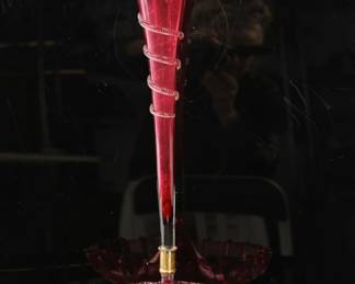 Large Victorian cranberry glass epergne