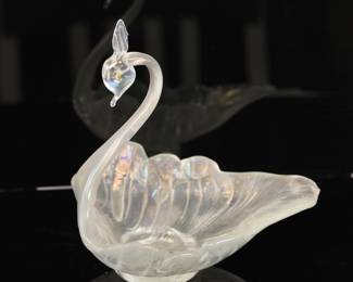 Carnival glass swan dish