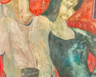 F. Rayner oil/board MCM Surrealist painting