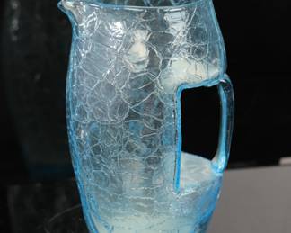 Crackle glass pitcher
