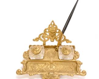 Gilt metal inkwell