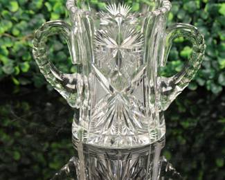 Antique cut glass double handled mug