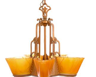 Art Deco Slip Shade Chandelier