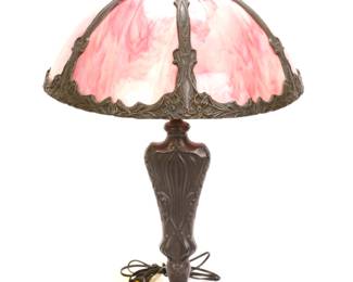 Pink slag glass lamp