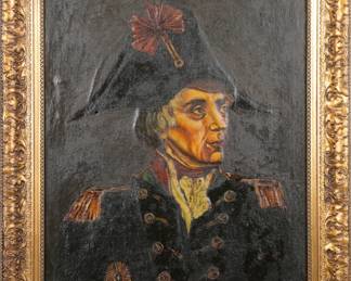 Antique oil/canvas and encaustic Portrait of Lord Admiral Horatio Nelson